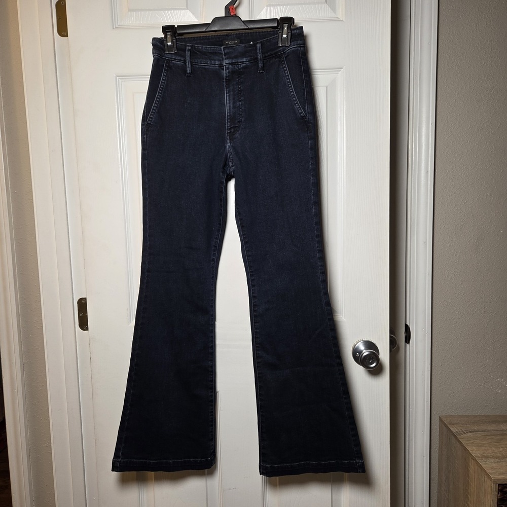 Ann Taylor‎ Factory sz 0 dark wash trouser flare jeans NWT casual stretch denim
